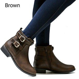 BRAND NEW NEVER WORN Brown Ankle Boots with Buckle Detail
